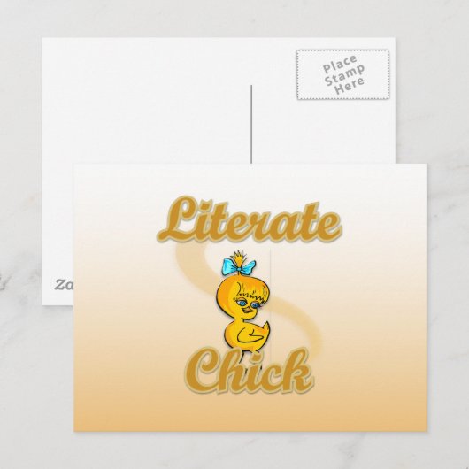 Literate Chick Postkarte (Vorne/Hinten)