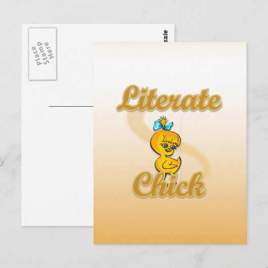 Literate Chick Postkarte (Vorne/Hinten)