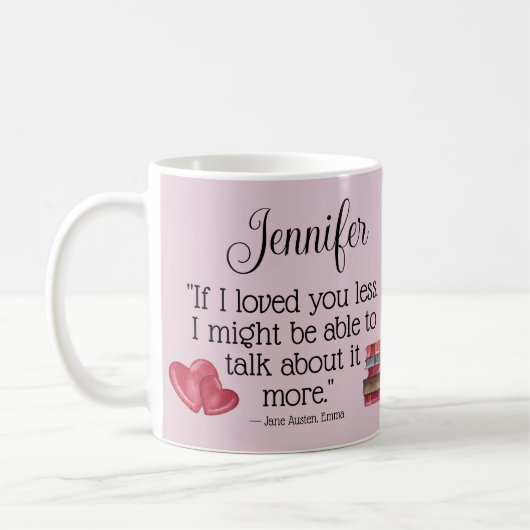 Literaturbuch-Lover-Geschenk Jane Austen Liebe Zit Kaffeetasse (Links)