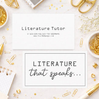 Literature that speaks, literature private lessons visitenkarte