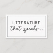 Literature that speaks, literature private lessons visitenkarte (Vorderseite)