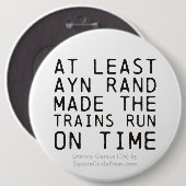Literaturgenie: Ayn Rand Trains Button (Vorne & Hinten)