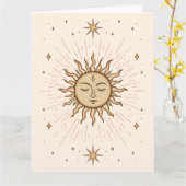 Litha Celestial Sun Face Summer Solstice Art Karte (Gelbe Blume)