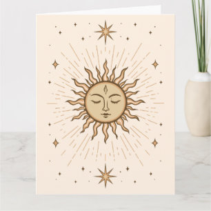Litha Celestial Sun Face Summer Solstice Art Karte