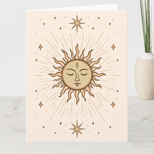 Litha Celestial Sun Face Summer Solstice Art Karte (Vorderseite)