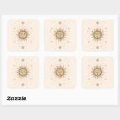 Litha Celestial Sun Face Summer Solstice Art Quadratischer Aufkleber (Blatt)