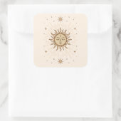 Litha Celestial Sun Face Summer Solstice Art Quadratischer Aufkleber (Tasche)