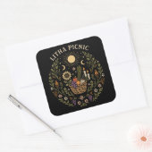Litha Picnic Summer Solstice Celestial Art Quadratischer Aufkleber (Umschlag)