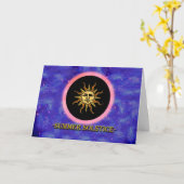 Litha, Sommersolstice, Sonne im Himmel Karte (Gelbe Blume)