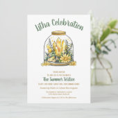 Litha Summer Floral Greenery & Citrine Crystals Einladung (Stehend Vorderseite)