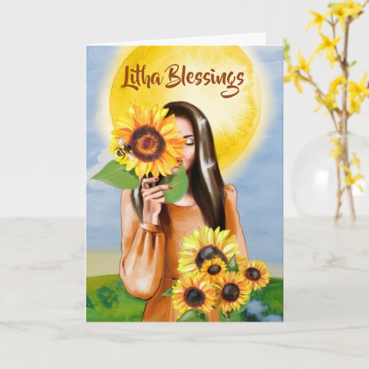 Litha Summer Solstice Karte (Gelbe Blume)