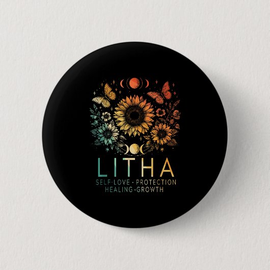 Litha Summer Solstice Mittelsommerrad des Jahres Button (Vorderseite)