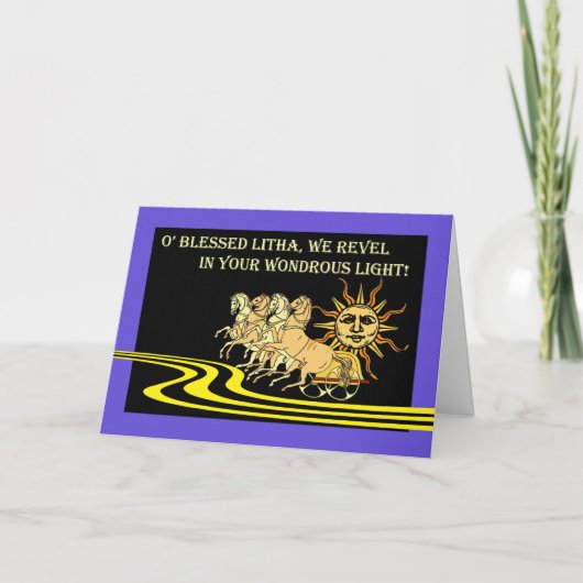 Litha, Summer Solstice, Sun, Pferde und Chariot Karte (Vorderseite)