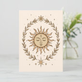 Litha Sun Face Botanical Wreath Celestial Art Karte (Stehend Vorderseite)