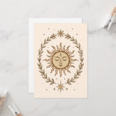 Litha Sun Face Botanical Wreath Celestial Art Karte (Vorderseite/Rückseite Beispiel)