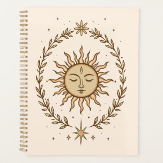 Litha Sun Face Botanical Wreath Celestial Art Planer