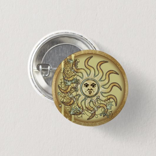 Litha Sun keltische Art-Entwurfs-Knöpfe Button (Vorne & Hinten)