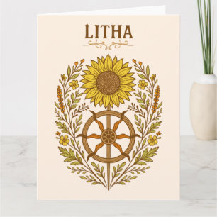 Litha Sunflower Wheel Summer Solstice Celestial Karte