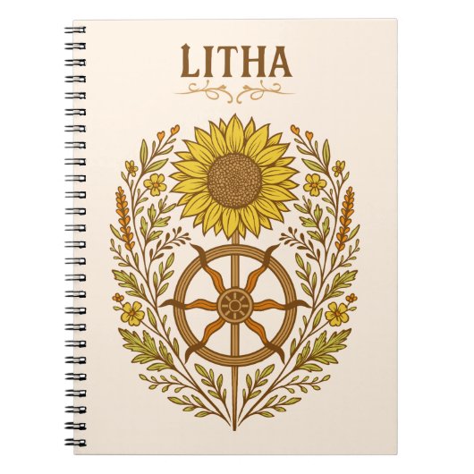 Litha Sunflower Wheel Summer Solstice Celestial Notizblock (Vorderseite)
