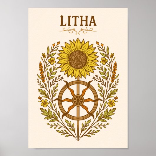 Litha Sunflower Wheel Summer Solstice Celestial Poster (Vorne)