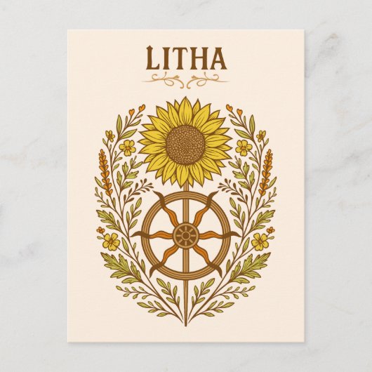 Litha Sunflower Wheel Summer Solstice Celestial Postkarte (Vorderseite)