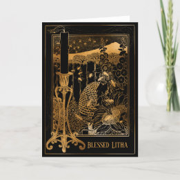 Litha Vintag Golden Honey Bee Hive Sommer Feiertagskarte