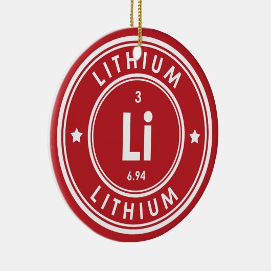 Lithium-Element Rote Keramik Ornament (Rechts)