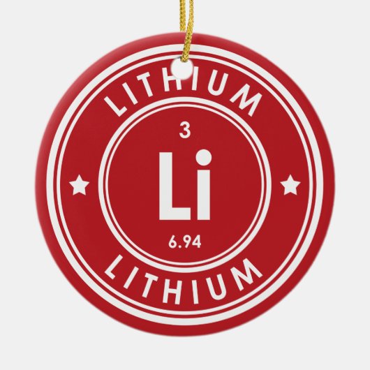 Lithium-Element Rote Keramik Ornament (Vorne)