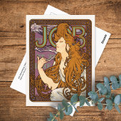 Lithograph Alphonse Mucha für Stellenwerbung Postkarte