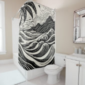 Lithographie der tropischen Insel Duschvorhang (Beispiel)