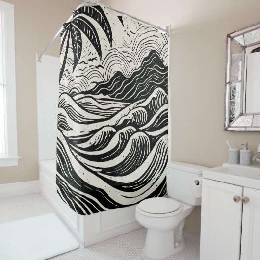 Lithographie der tropischen Insel Duschvorhang (Beispiel)