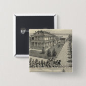 Lithographische Holzbauten zeichnend Button (Vorne & Hinten)