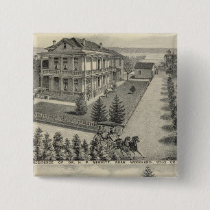 Lithographische Holzbauten zeichnend Button