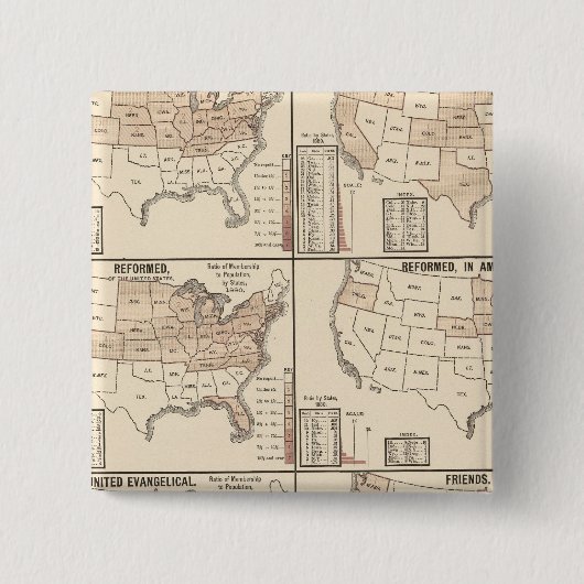 lithographische Karten der Stückelungsstatistik Button (Vorderseite)