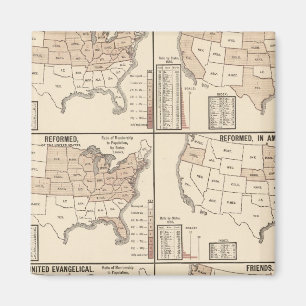 lithographische Karten der Stückelungsstatistik Magnet