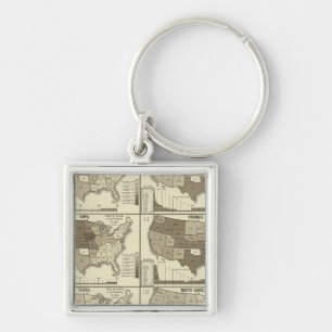 Lithographische Karten der Vereinigten Staaten Schlüsselanhänger