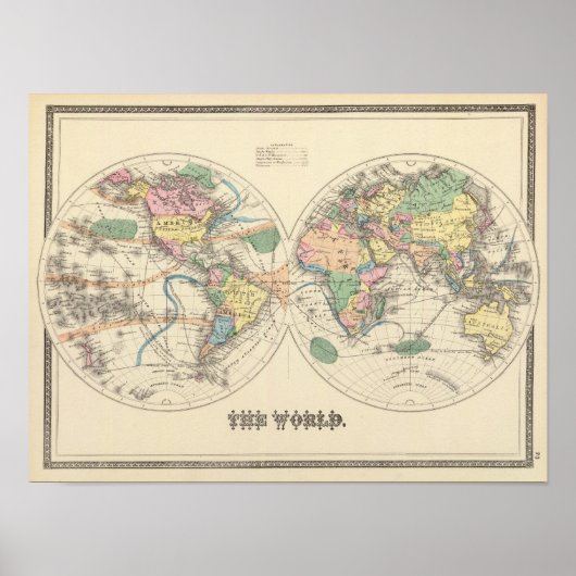 Lithographische Weltkarte Poster (Vorne)
