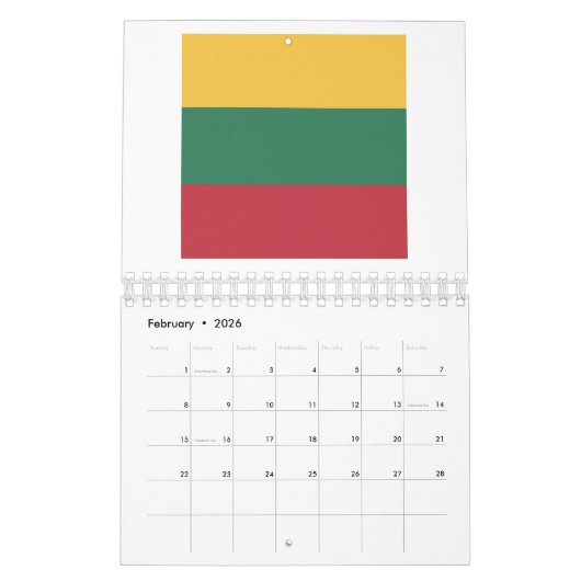 Lithuania Flag Kalender (Feb 2026)