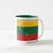 LITHUANIA FLAG MAP-Skript, kundenspezifisch weiß Zweifarbige Tasse (VorderseiteRechts)