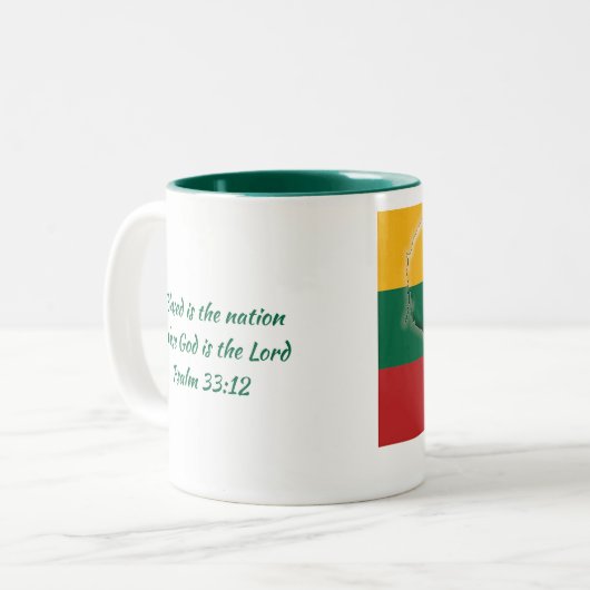LITHUANIA FLAG MAP-Skript, kundenspezifisch weiß Zweifarbige Tasse (Vorderseite Links)
