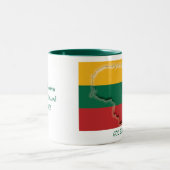LITHUANIA FLAG MAP-Skript, kundenspezifisch weiß Zweifarbige Tasse (Mittel)