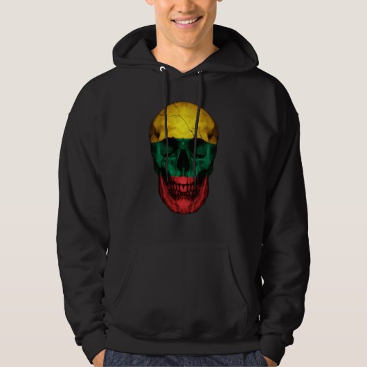 Lithuania Flag Skull Lithuanian Roots Proud Patrio Hoodie (Vorderseite)