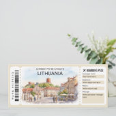 Lithuania Trip Boarding Pass Ticket Einladung (Stehend Vorderseite)