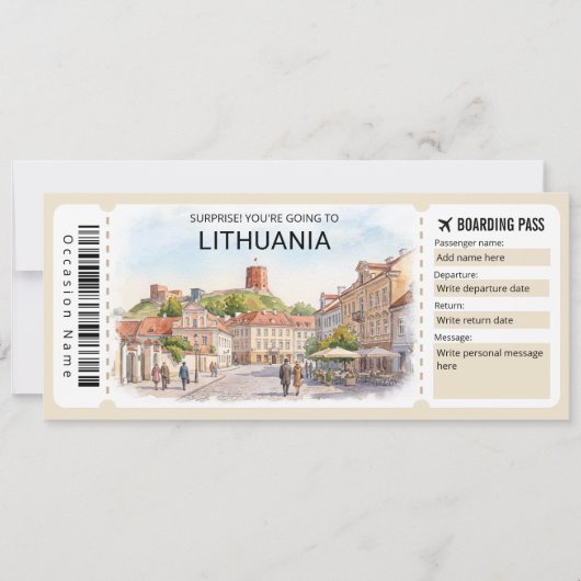 Lithuania Trip Boarding Pass Ticket Einladung (Vorderseite)