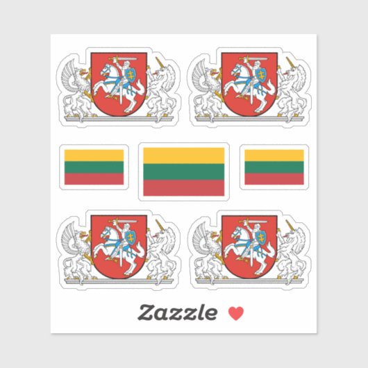 Lithunian coat of arms and flag Sticker (Blatt)