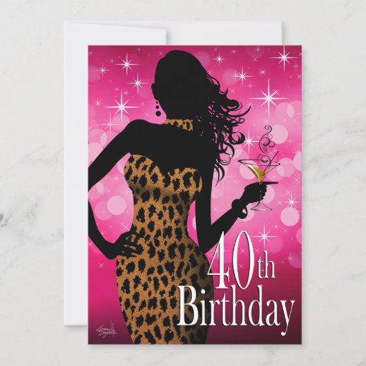 Litika Bombshell Sparkle Leopard 40. Geburtstag Einladung (Vorderseite)