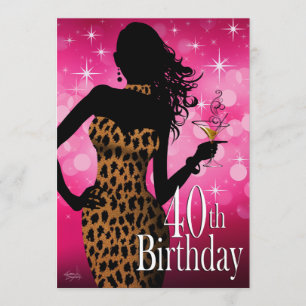 Litika Bombshell Sparkle Leopard 40. Geburtstag Einladung