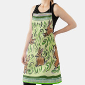 Litte Brown Bunnies Hopping auf Green Schürze (InSitu)