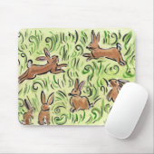 Litte Brown Bunnies Hopping Mousepad (Mit Mouse)
