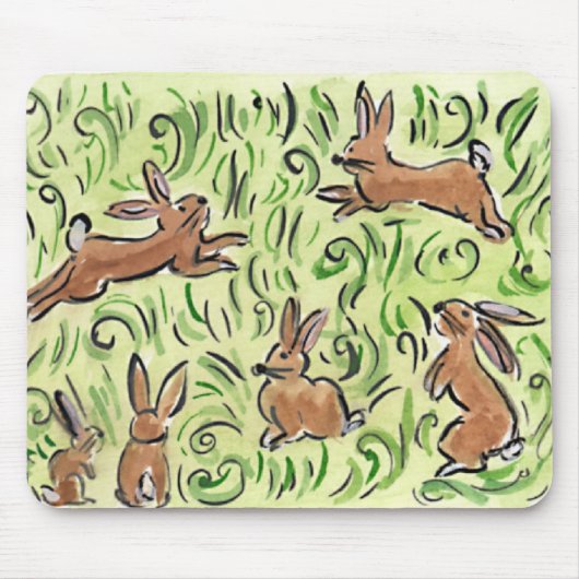 Litte Brown Bunnies Hopping Mousepad (Vorne)